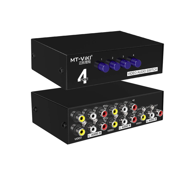  [AUSTRALIA] - MT-ViKI 4 Way AV RCA Switch, 4 in 1 Out Composite Video L/R Audio Switcher Selector Box for DVD Player, SNES, N64, PS2/3 Game Consoles