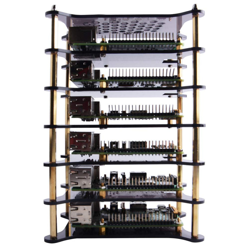  [AUSTRALIA] - GeeekPi 6-Layers Raspberry Pi Cluster Case,Raspberry Pi Rack Case with Raspberry Pi Heatsinks Stackable Case Stack Enclosure for Raspberry Pi 4/3/2 Model B,Raspberry Pi 3 Model B+ (Brown) Brown