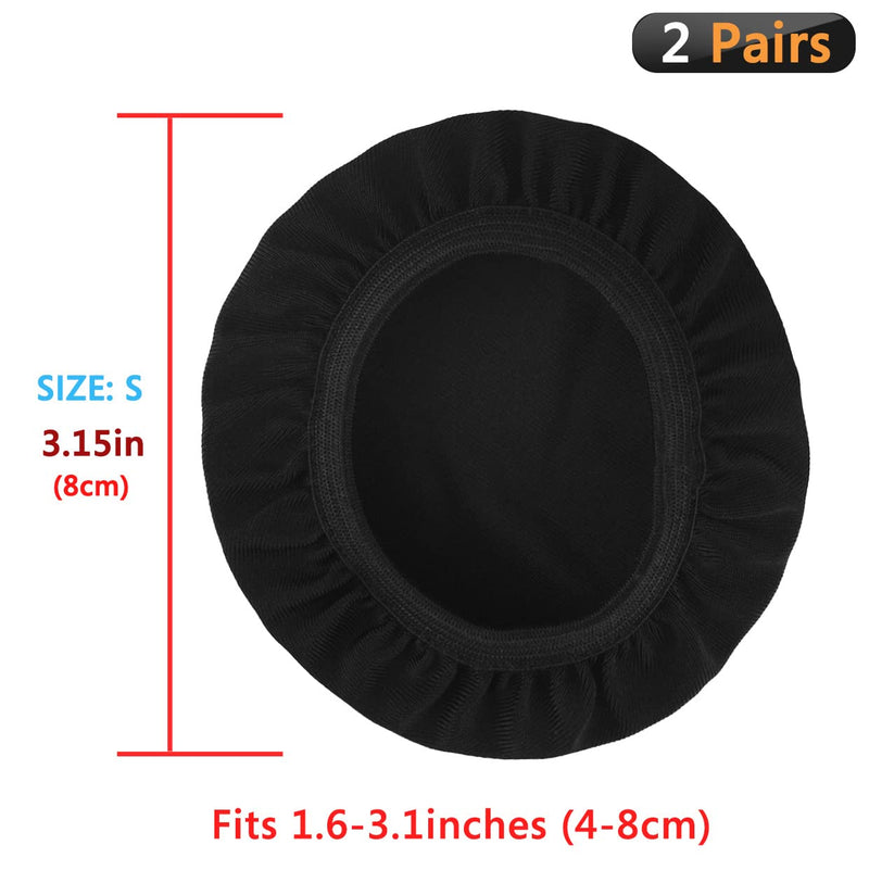 [AUSTRALIA] - Geekria 2 Pairs Flex Fabric Headphones Ear Covers, Washable & Stretchable Sanitary Earcup Protectors for On-Ear Headset Ear Pads, Sweat Cover for Warm & Comfort (S/Black) Black