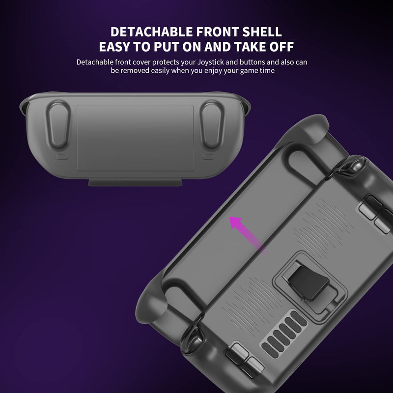  [AUSTRALIA] - EJGAME Upgraded Ultra Slim TPU Protective Case with Front Cover for Steam Deck , Shock-Absorption, Non-Slip and Anti-Scratch Design Cover Protector
