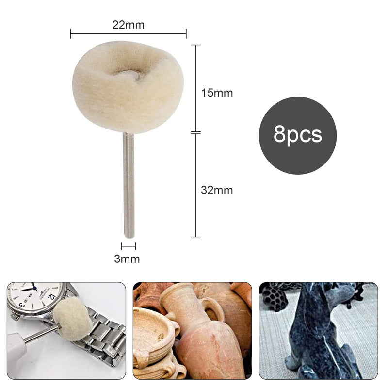  [AUSTRALIA] - 36pcs wool felt scouring pad polishing discs set with 3 mm shaft, abrasive polishing attachment fit electric rotary tools polishing set, sanding dusting polishing for jewelry glass metal wood