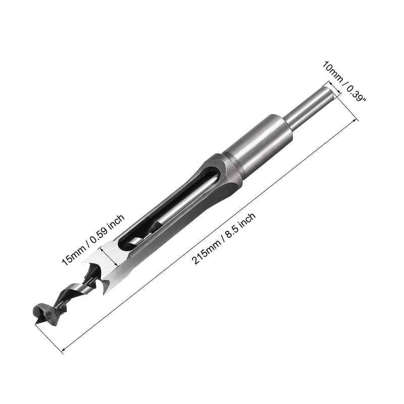  [AUSTRALIA] - uxcell Square Hole Drill Bits for Wood 15mm x 215mm Mortising Chisel Bit Auger Cutter Tool for Woodworking Carpentry Drilling Tool