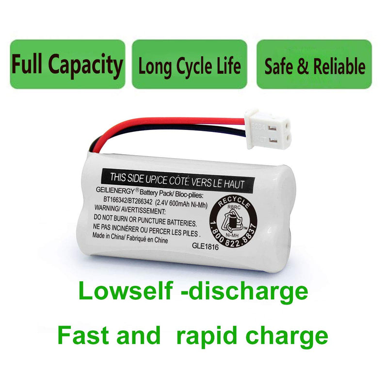  [AUSTRALIA] - GEILIENERGY Replacement Battery BT166342 / BT266342 BT183342/BT283342 BT166342/BT266342 Compatible for Cordless Telephones CS6114 CS6419 CS6719 EL52300 CL80111(Pack of 4) 4 Pack BT166342 Batteries