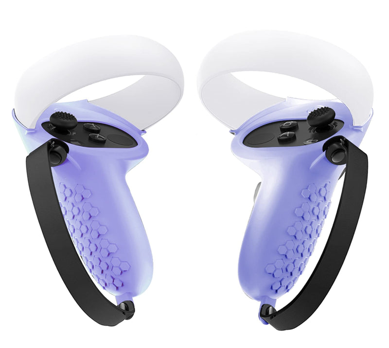  [AUSTRALIA] - Protective Cover for Oculus/Meta Quest 2 Accessories, Silicone Controllers Grip Cover Protector, Soft Shell Skin with Face Cover and Lens Cover by Gwyoneaon (Purple) purple