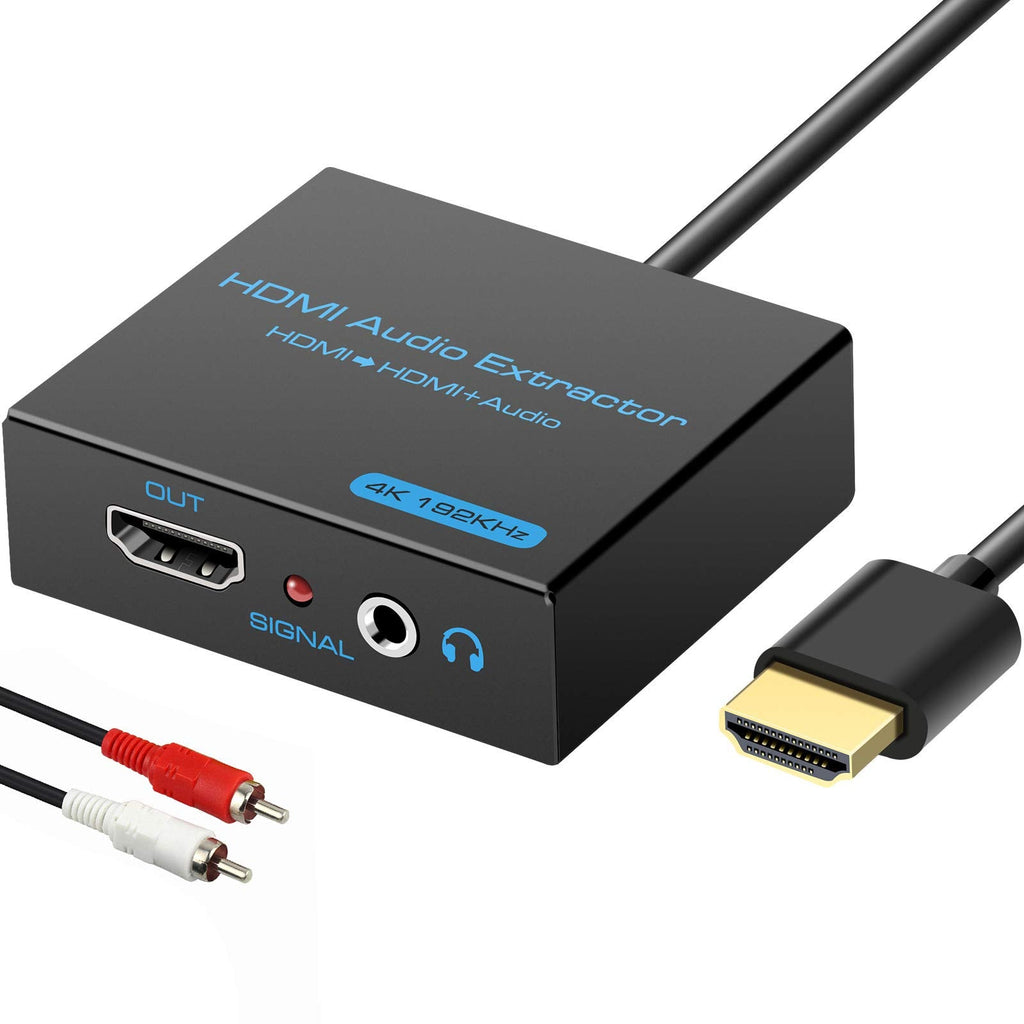  [AUSTRALIA] - HDMI Audio Extractor Splitter 4K hdmi to hdmi 3.5mm Audio Adapter Converter with AUX(RCA L/R) Stereo Audio Output Support 1080P 3D Compatable for PS4 Fire Stick Blu-Ray Player etc.