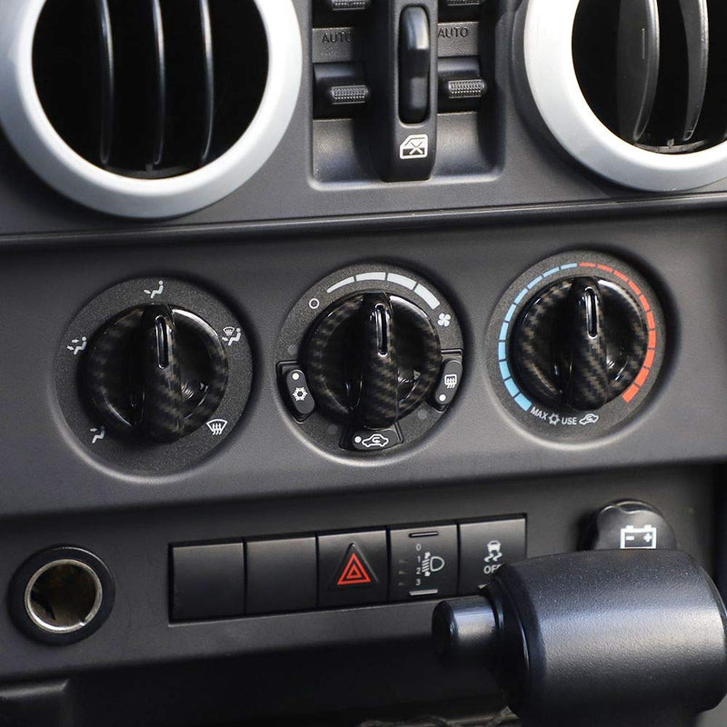 RT-TCZ Air Conditioner Switch Button Cover Trim ABS Center Control Frame for Jeep Wrangler 2007-2010 JK JKU Sport X Sahara Rubicon Carbon Fiber - LeoForward Australia