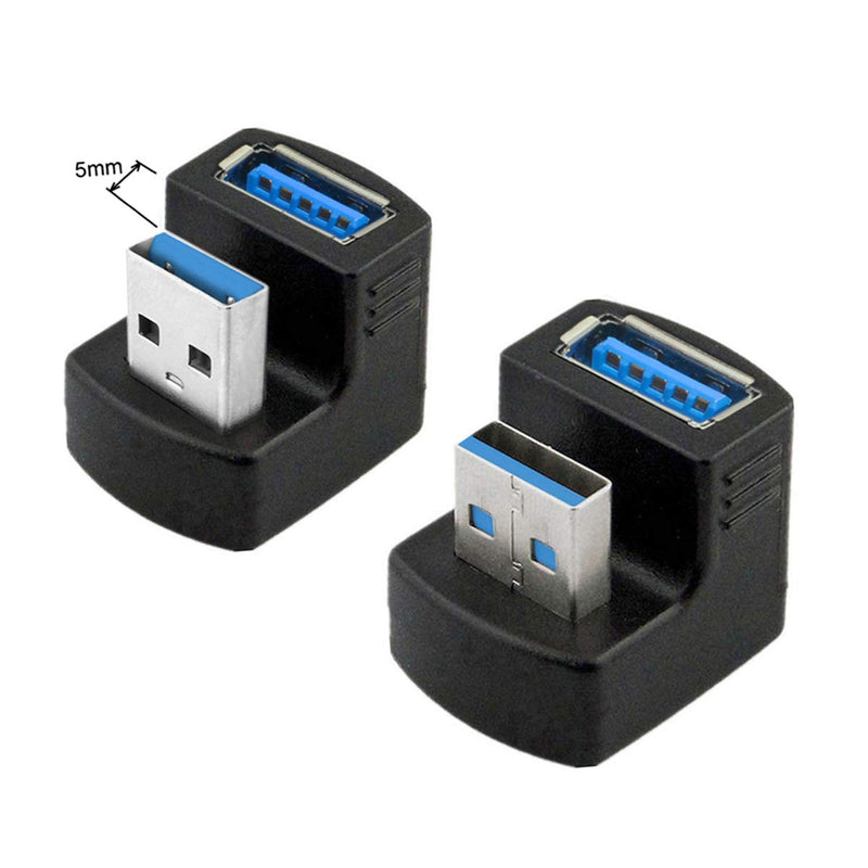 CY USB Type A to Type A Adapter Up & Down Angled USB 3.0 Adapter A Male to Female Extension 180 Degree 5Gbps Black USB3.0 - LeoForward Australia