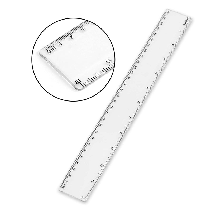  [AUSTRALIA] - Clear Plastic 12 Inch Ruler 2 Set Measuring Tool School Office Supplie Designed for Student