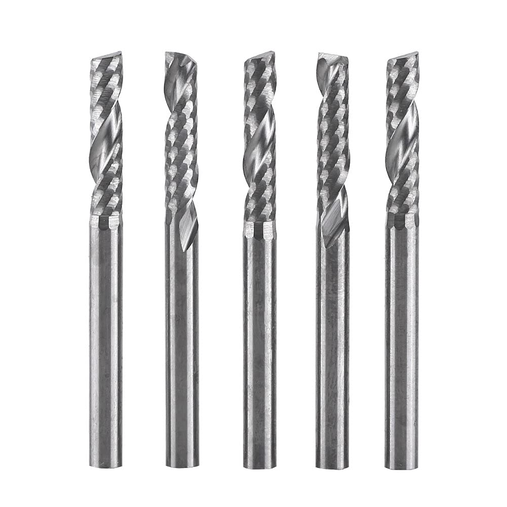  [AUSTRALIA] - End Mill, 5PCS 1/8 Inch Shank 3.175mm x 12mm Carbide Flat End Mill CNC Milling Cutter Flute for Wood Aluminum Steel Titanium