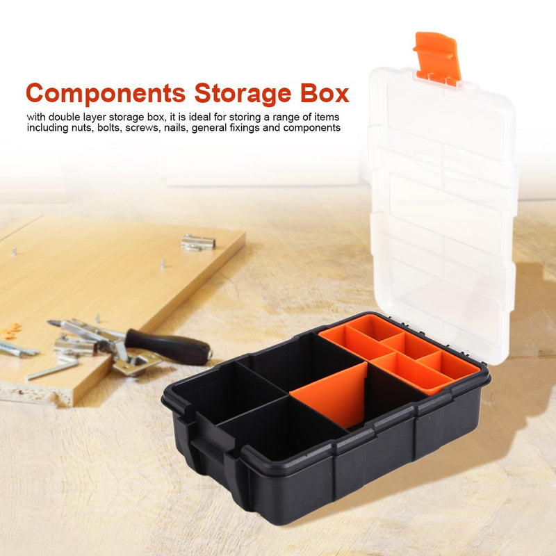  [AUSTRALIA] - Plastic Tools Storage Box, Two-layer Heavy-duty Screw Tool Case Small Electronic Tools Holder Components Storage Box Small Parts Tool Organizer Box