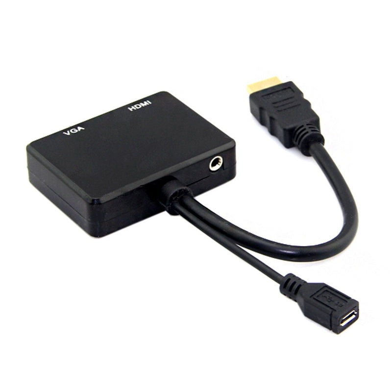  [AUSTRALIA] - JSER HDMI to VGA & HDMI Female Splitter with Audio Video Cable Converter Adapter for HDTV PC Monitor