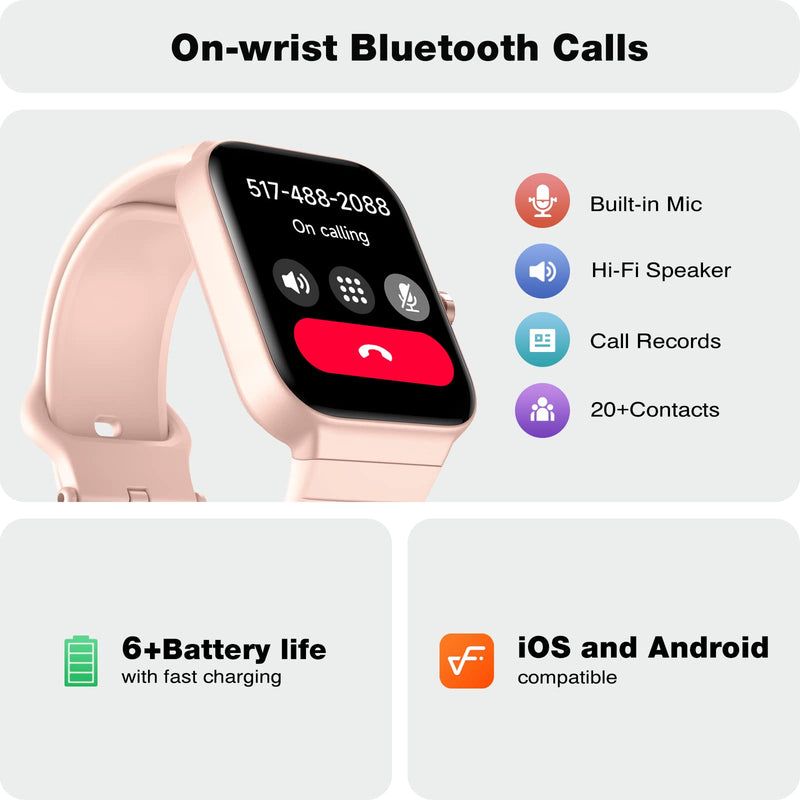  [AUSTRALIA] - Smart Watch for Women Bluetooth Call Fitness Tracker with Alexa Built-in Waterproof 100+ Sport Modes Heart Rate Sleep Monitor Blood Oxygen Tracking Step Calories Counter Pink