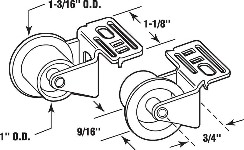  [AUSTRALIA] - Prime-Line R 7147 Drawer Guide Roller Assembly, 1 in. Outside Diameter, Plastic Wheel on Steel Bracket (1 Set)