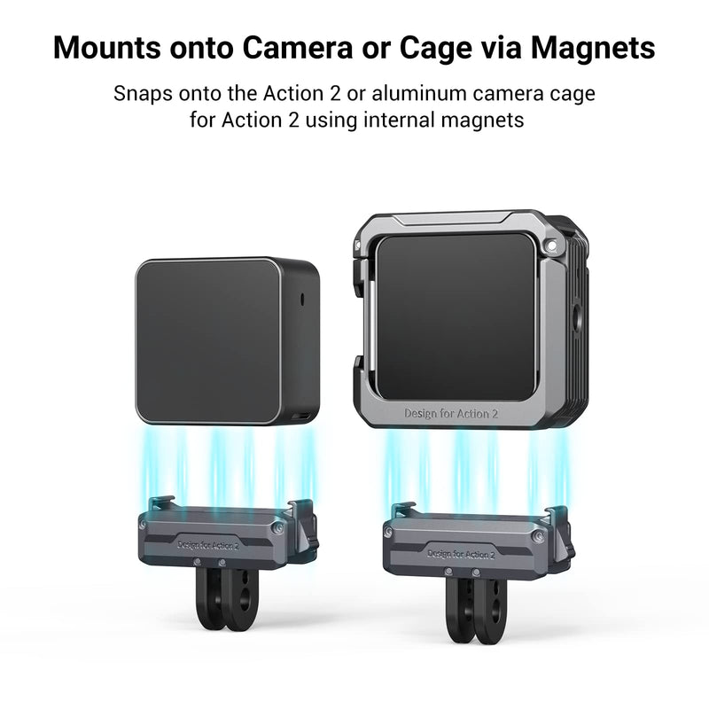  [AUSTRALIA] - SmallRig Magnetic Adapter Mount for DJI Action 2 with Adapter Connection and 1/4” Thread for Tripod, Selfie, Vlogging, YouTube – 3662