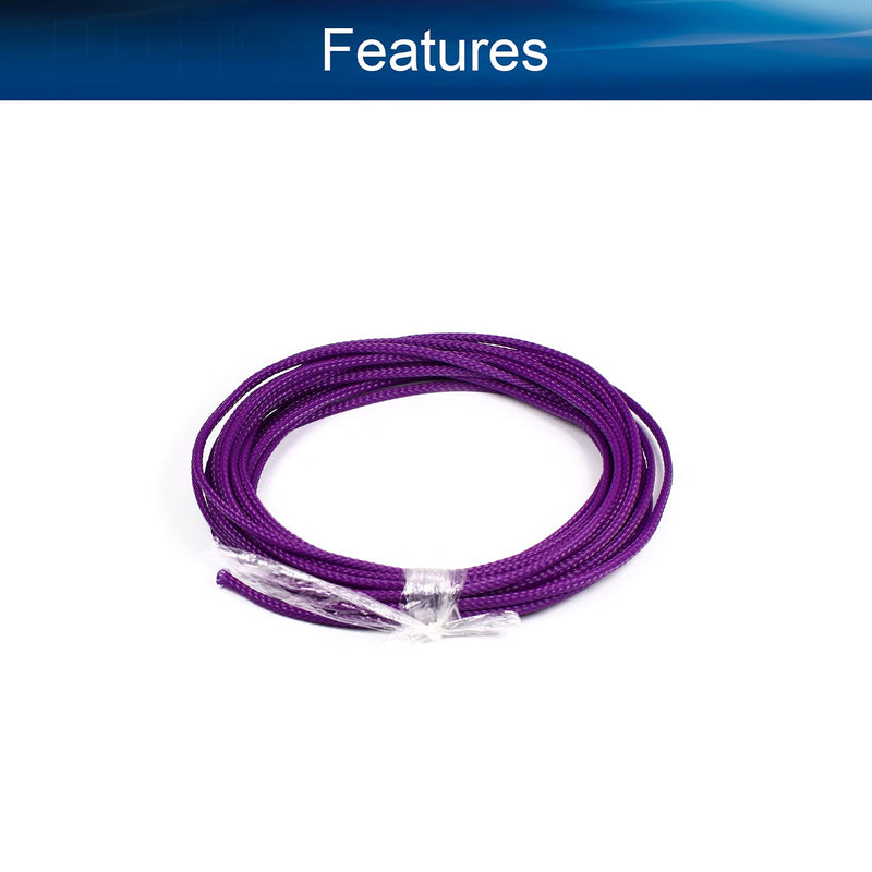  [AUSTRALIA] - Bettomshin 1Pcs Length 16.4Ft Expandable Braid Sleeving, Width 3mm Protector Wire Flexible Cable Mesh Sleeve for Television Audio Computer Purple