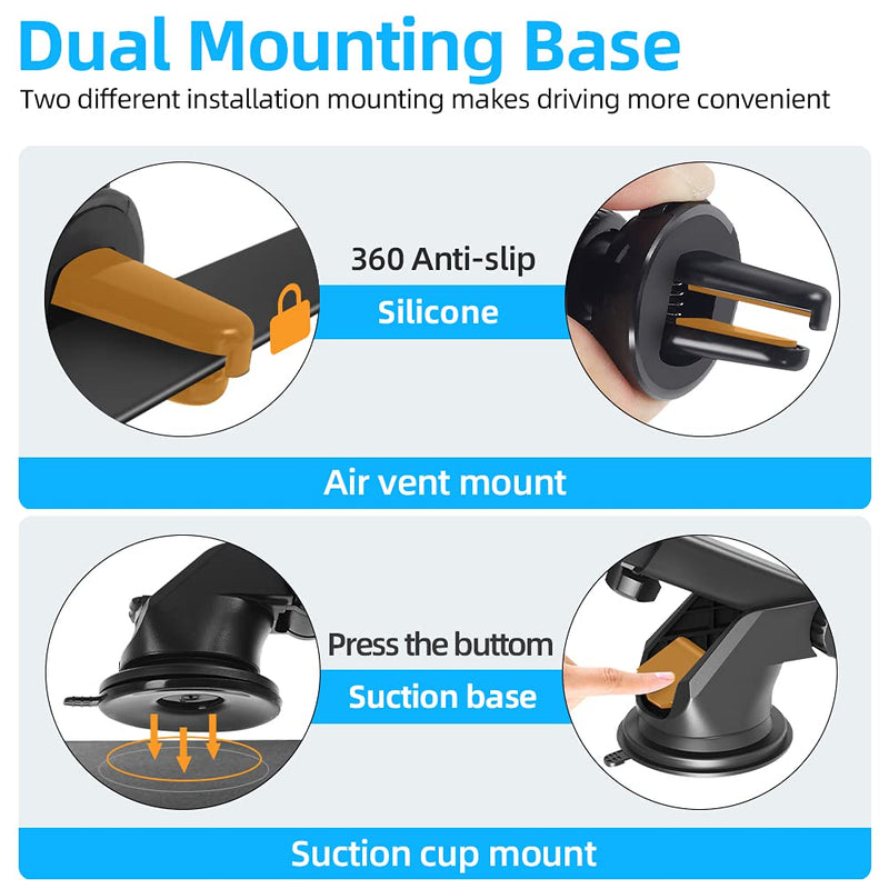  [AUSTRALIA] - SALEX Universal Windshield Phone Mount. Telescopic Suction Cup Cell Phone Mount for Car Dashboard, Air Vent, Desk. Black Rotating Smartphone Bracket. Adjustable Car Cradle for Mobile Phone & GPS.