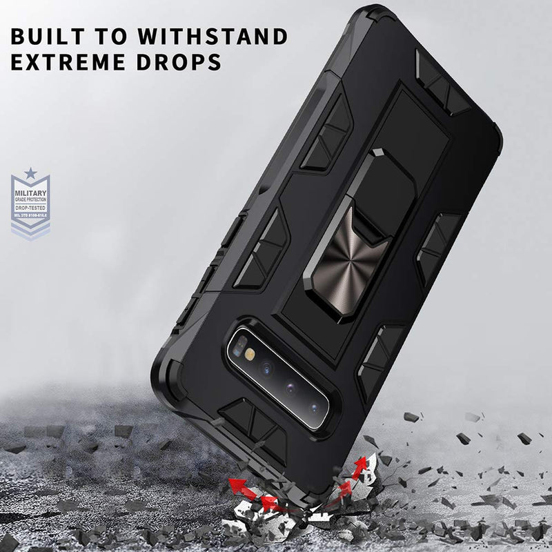  [AUSTRALIA] - Samsung Galaxy S10 Case Military Grade Shockproof with Kickstand Stand Built-in Magnetic Car Mount Armor Heavy Duty Protective Case for Samsung Galaxy S10 Phone Case (Black) Black