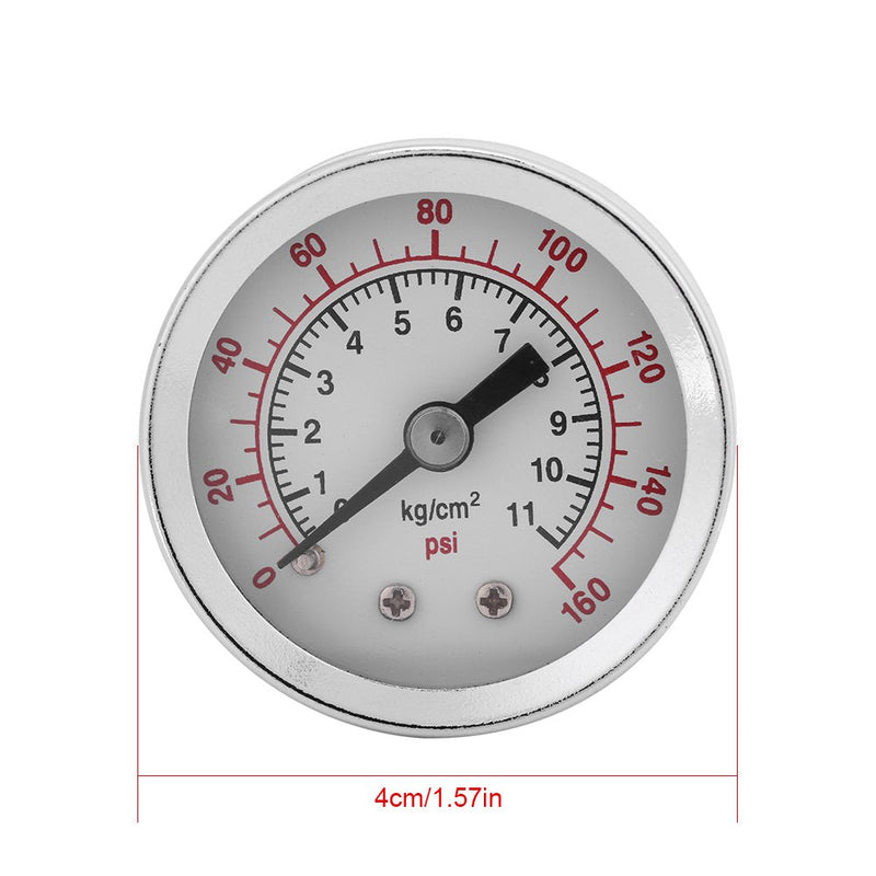  [AUSTRALIA] - 0-160PSI 1/8 Inch NPT Mini Pressure Gauge Vacuum Pressure Gauge Double Scale Water Oil Air Pressure Gauge, 40mm Dial, Clear Number Markings