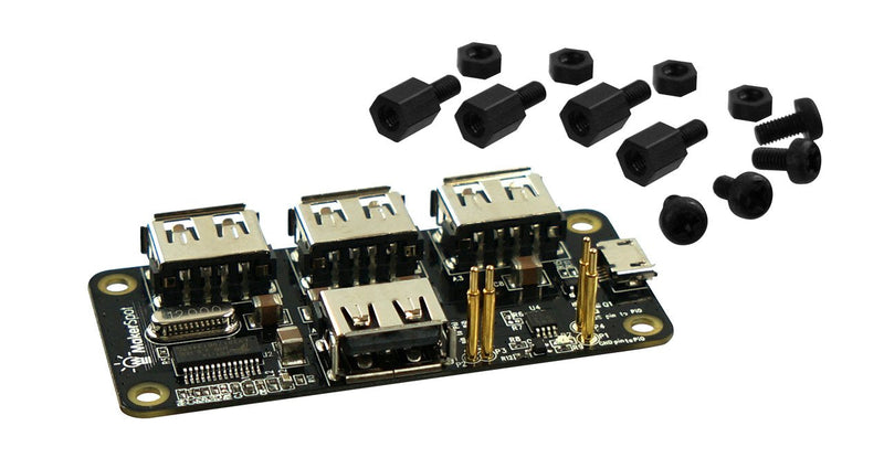  [AUSTRALIA] - MakerSpot 4-Port Stackable USB Hub HAT for Raspberry Pi Zero V1.3 (with Camera Connector) and Pi Zero W /2W (with Bluetooth & WiFi)