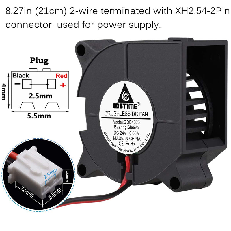  [AUSTRALIA] - GDSTIME Blower Fan, 40mm x 40mm x 20mm 24V DC Brushless Blower Cooling Fan Sleeve Bearing