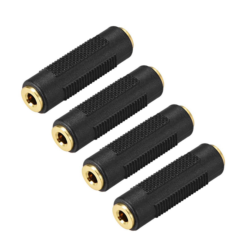  [AUSTRALIA] - uxcell 3.5mm Female to Female Connector Splitter Adapter Coupler Black 4Pcs for Stereo Video AV TV Cable Convert