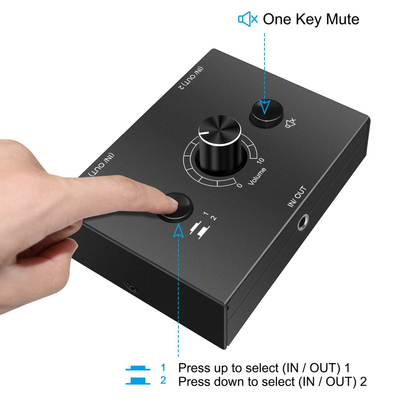  [AUSTRALIA] - Audio selector 3.5mm Audio Switch Audio Switcher, Passive Speaker Headphone Manual Selector Splitter Box Audio Sharing (2-IN-1-OUT/1-IN-2-OUT)