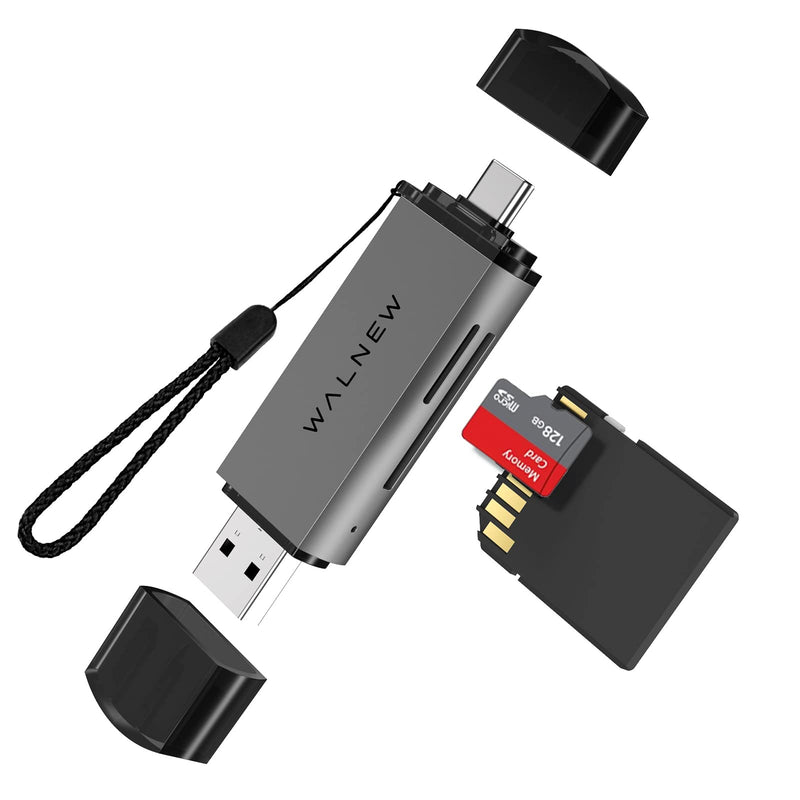  [AUSTRALIA] - SD/Micro-SD Card Reader, WALNEW USB 3.0 and USB-C to SD/TF Memory Card Adapter for Mac,MacBook,Computer/PC,Laptop,iPad,Samsung Galaxy Android Phone,Support UHS-I SDHC/SDXC/MicroSD/MicroSDHC/MicroSDXC