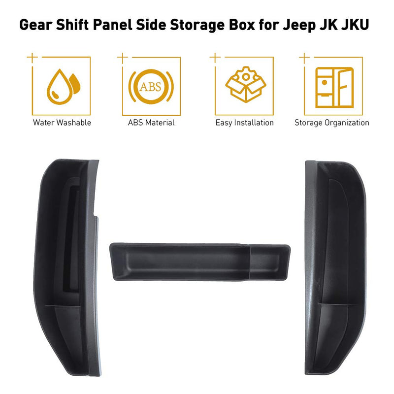  [AUSTRALIA] - Savadicar JK GearTray Gear Shift Console Storage Box Auto Transmission Organizer Tray for 2011-2018 Jeep Wrangler JK JKU, Interior Accessories, Black (3 PC)