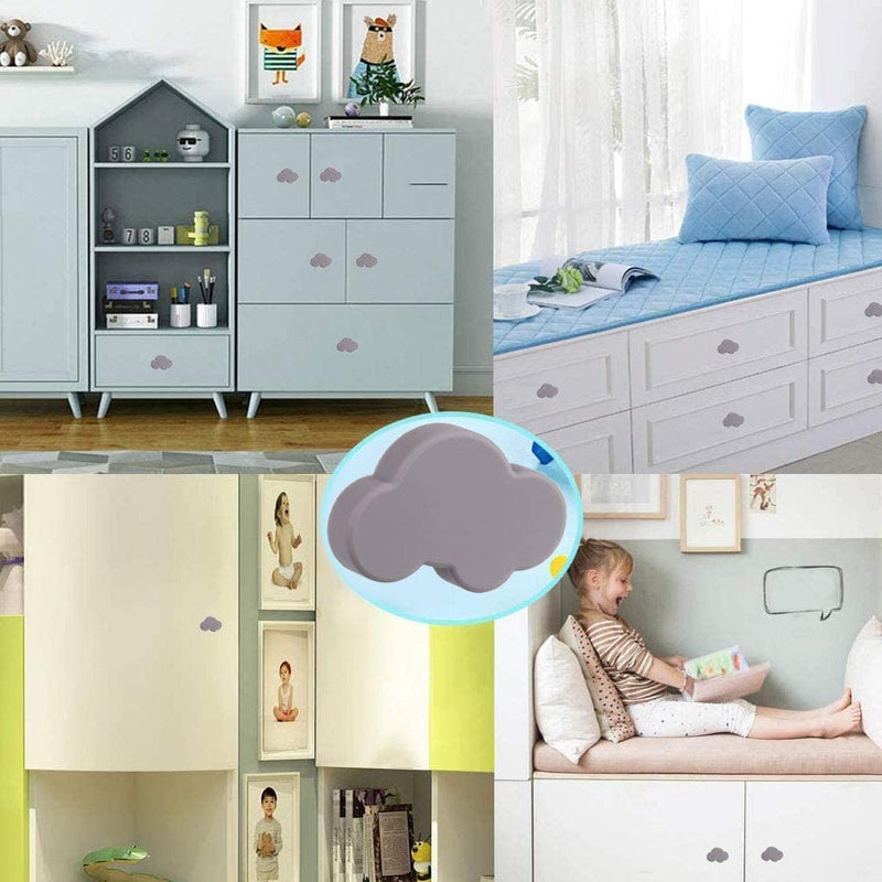  [AUSTRALIA] - Drawer Knobs, 6PCS Soft Rubber Knobs Cabinet Knobs, Cartoon Cloud Shape Knobs Furniture Knobs Cabinet Dresser Knobs Pulls for Cabinets, Doors, Dresser, Kitchen Cabinets (Grey) Gray