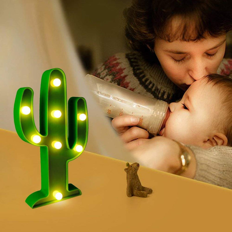  [AUSTRALIA] - QiaoFei LED Cactus Light, Cute Cactus Night Table Lamp for Kids' Room Bedroom Party Garden Home Decorations (Green)