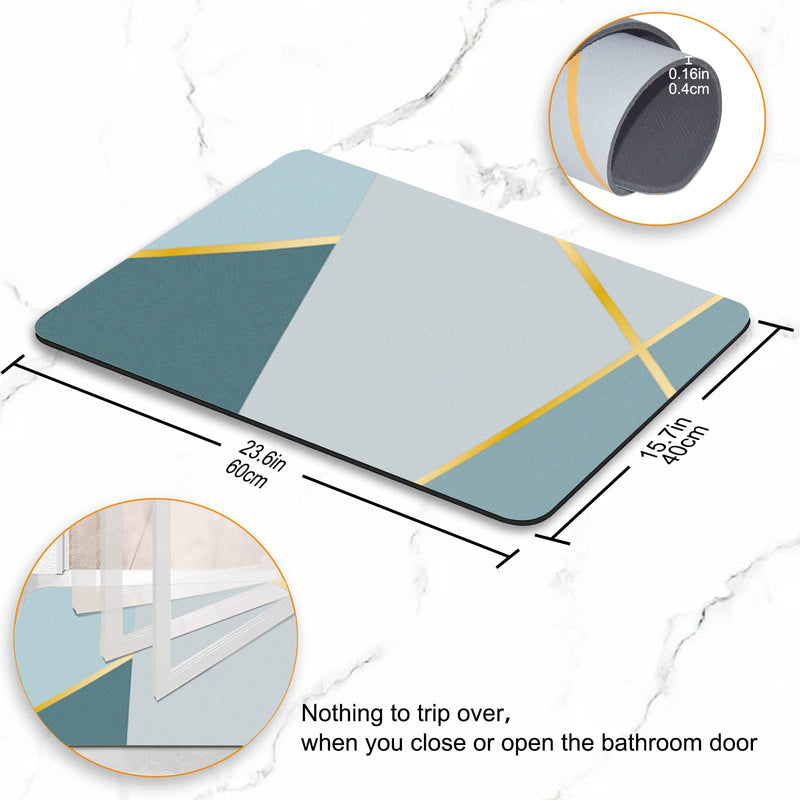  [AUSTRALIA] - Bathroom Rugs - Bath Mat Non-Slip Rugs Thickened Super Absorbent Floor Shower Diatomaceous Earth Mats Quick Dry Rug for Showers Sink Bathtub 23.6"x15.7"(Grey and Gold) HOMYFORT