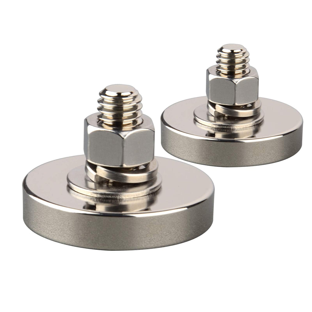  [AUSTRALIA] - MUTUACTOR 2Pack Super Powerful Neodymium Round Magnet with D3/8 ''-16 Male Threaded Stud, 150lb Vertical Magnetic Pull-Force 150lb Magnetic Mounting for Camera,Tripod, Lighting and Other Accessories D3/8''-16 Male thread Magnet Mounting 150lb