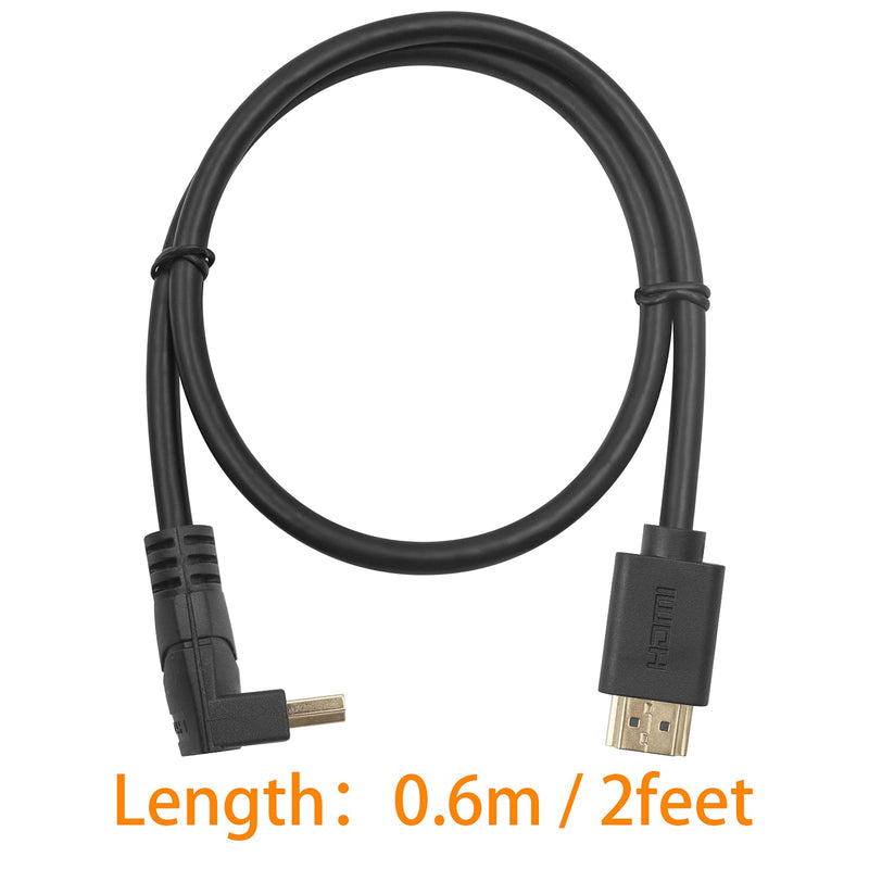 Poyiccot HDMI 2.0 Male to Male Cable 90 Degree, 2 Feet / 60cm HDMI Male to Male Downward Angle Cable 60Hz, 4K 2K Gold Plated High Speed (M/M Down) - LeoForward Australia