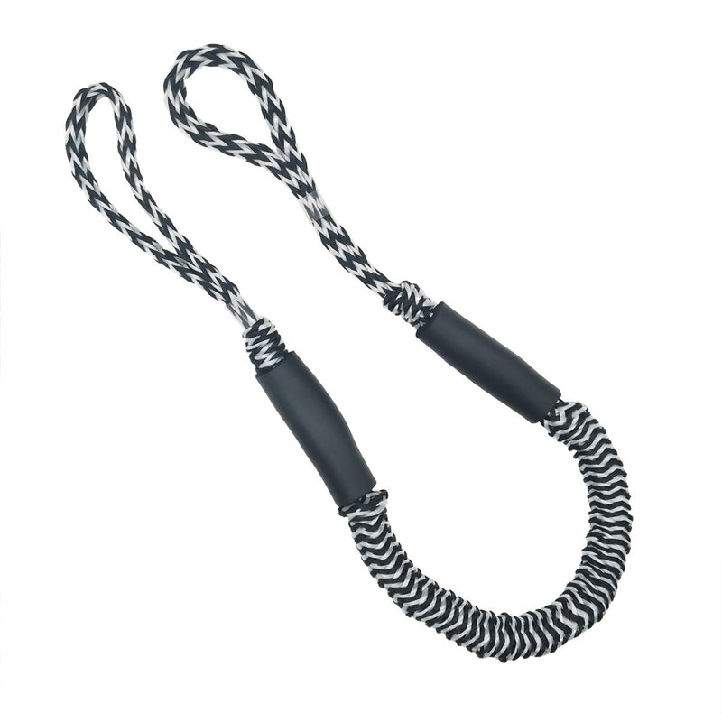  [AUSTRALIA] - Bling Bling Bungee Dock Line Mooring Rope for Boat 3.5 ft 2 Pack Black& White