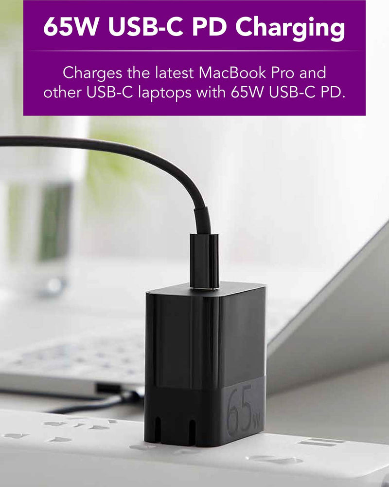  [AUSTRALIA] - ZMI zPower Turbo 65W USB-C PD Laptop Charger Power Adapter Compatible with Laptops Chargeable via USB-C (Not Compatible with Legacy Models with Barrel Charging Ports) - Black