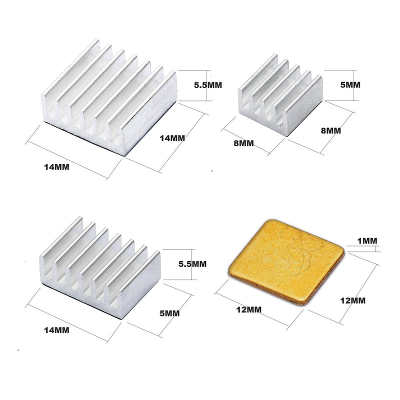 30 PCS Raspberry Pi 4 Heatsink Kit with Thermal Conductive Adhesive Tape, Aluminum Heat Sink Cooler and Copper Heatsink for Raspberry Pi B B+ 2/3/4 - LeoForward Australia