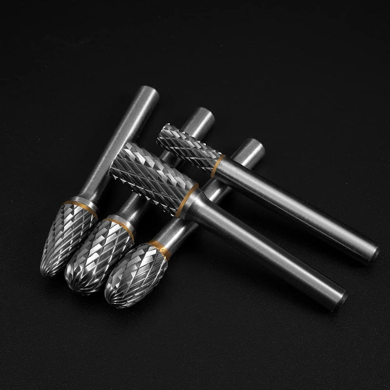  [AUSTRALIA] - HIDOTOL Carbide Burr Set 1/4" Shank 10PC Tungsten Double Cut Carbide Rotary Burr Set for Metal and Wood Carving, Grinding, Polishing, Engraving, Drilling in Sturdy Round Case. 10PC 1/4 shank