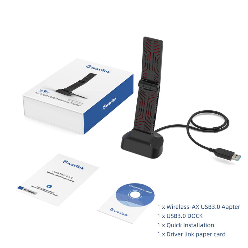  [AUSTRALIA] - USB 3.0 WiFi6 Adapter for PC, AX1800 Dual Band Wireless USB Network Adapter for Desktop Laptop, 5GHz & 2.4GHz, MU-MIMO, 802.11ax, Supports Windows 11/10/7 AX1800 WiFi6 USB Adapter