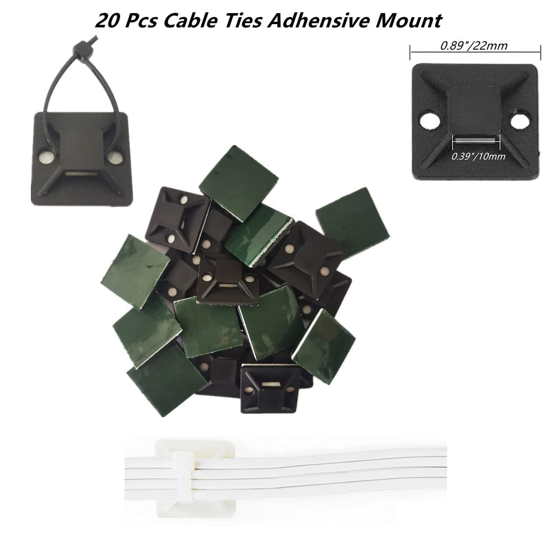  [AUSTRALIA] - 500 Pcs Zip Cord Ties Heavy Duty 4/6/8/10/12inch Self-Locking Nylon Cable Ties Set, 20Pcs Cable Ties Adhesive Mounting, Multiuseage for Wire Management, Home DIY, Office, Fixing
