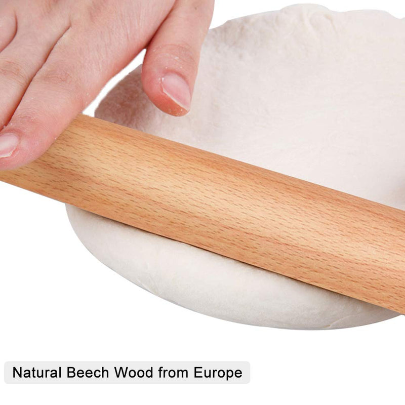  [AUSTRALIA] - Rolling Pin - Dough Roller Wood Rolling Pin for Baking, 15 Inch by 1-3/8 Inch, Professional Rolling Pins for Baking Pizza, Clay, Pasta, Cookies, Dumpling, Eco-friendly and Safe Measurements