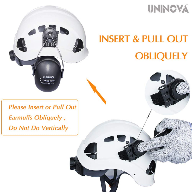  [AUSTRALIA] - UNINOVA Hard Hat Attachment Earmuff - Helmet Attachable Ear Muff - ANSI NRR 24dB Black