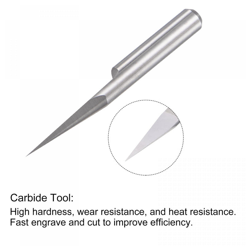  [AUSTRALIA] - uxcell Wood Engraving Router Bit, 1/8" 3.175mm Shank 0.1mm Tip 15 Degree Solid Carbide CNC 3D Milling Cutter, for Carving Acrylic PVC MDF Plastic, 4pcs