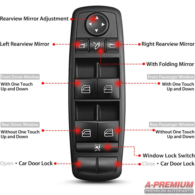 A-Premium Power Window Switch Replacement for Mercedes-Benz X164 W164 W251 GL320 GL350 GL450 GL550 ML320 ML350 ML450 ML550 R320 R350 Front Left - LeoForward Australia