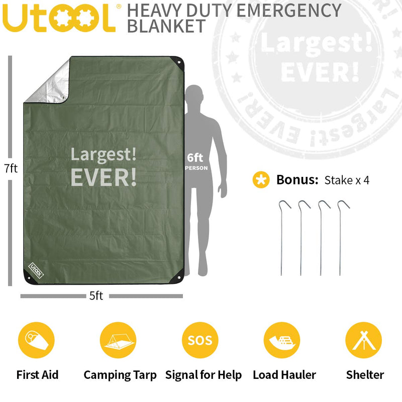  [AUSTRALIA] - UTOOL Heavy Duty Emergency Blanket Green