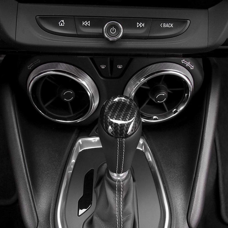  [AUSTRALIA] - RT-TCZ Car Interior Accessories for Chevrolet Camaro Accessories Carbon Fiber Grain ABS Gear Shift Knob Frame Decoration Cover Trim for Chevrolet Camaro 2017 2018 2019 2020 Carbon Fiber