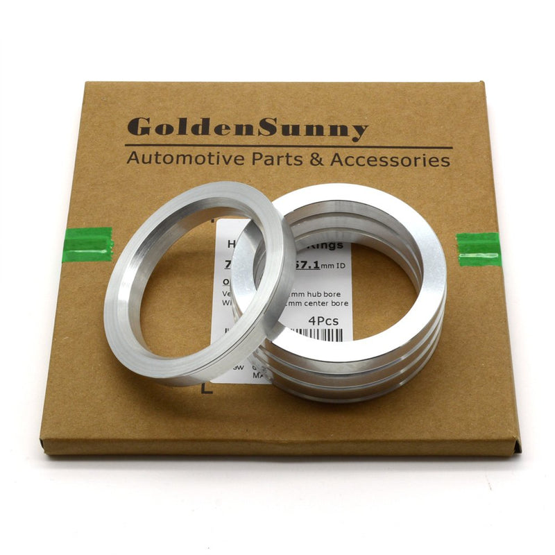 GoldenSunny 73.1mm OD to 57.1mm ID Hub Centric Rings, Silver Aluminum Hubcentric Rings for 57.1 Vehicle Hubs with 73.1 Wheel Center Bore, Pack of 4 - LeoForward Australia