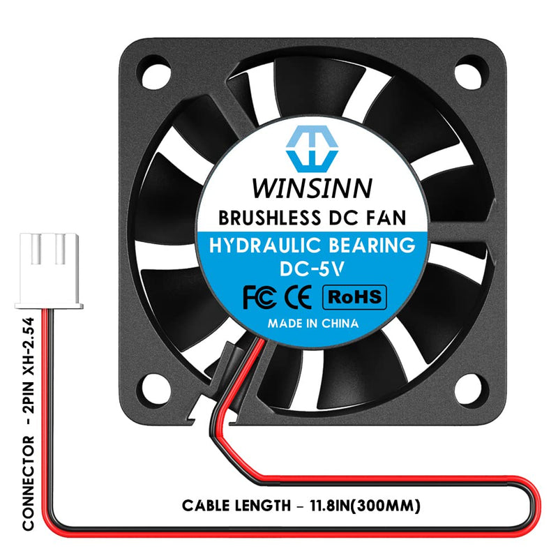  [AUSTRALIA] - WINSINN 40mm Fan 5V, 3D Printer Micro 5 Volt Fans 4010 Hydraulic Bearing, Brushless Cooling 40mmx10mm 2PIN (Pack of 5Pcs) DC 5V