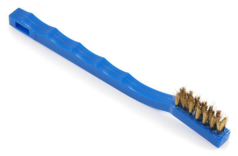  [AUSTRALIA] - Forney 70489 Wire Brush, Brass with Plastic Handle, 7-1/4-Inch-by-.006-Inch , Blue