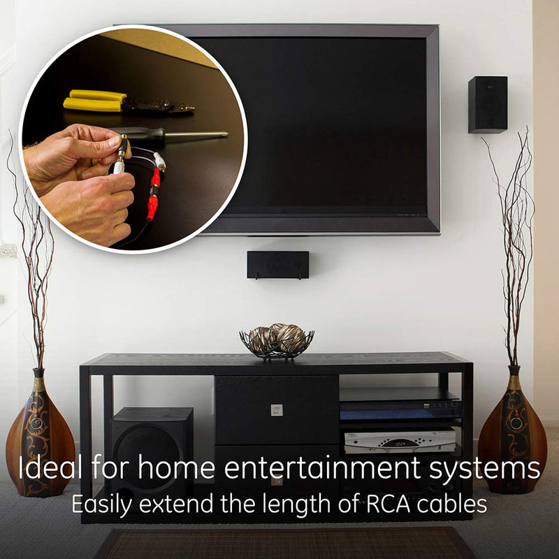  [AUSTRALIA] - GE 2-Pack RCA Coupler Adapter, Female-to-Female, Audio Video RCA Cable Connectors, Composite Component Extender Barrel, Connect Cables to Extend Length and Reach, 33617 2 Pack