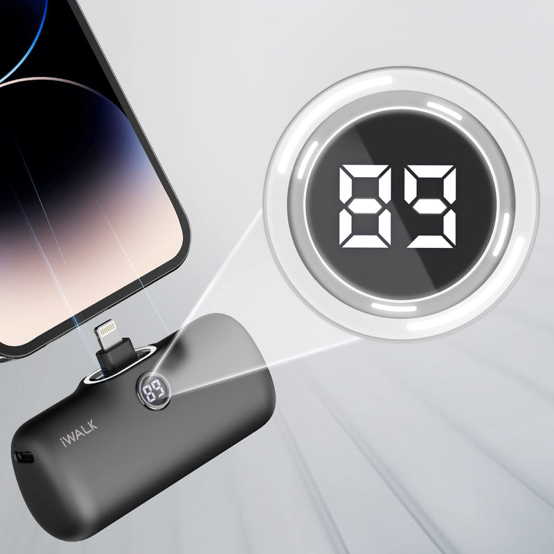  [AUSTRALIA] - iWALK LinkPod P Portable Charger 2 Pack 4800mAh Power Bank Fast Charging and PD Input Small Docking Battery with LED Display Compatible with iPhone 14/14 Pro/14 Pro Max/13/13 Pro/12/12 Pro/11/XR/X/8 Black+White